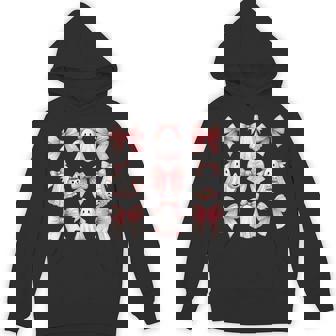 Cute Ghost Florals Pink Coquette Bows Pumpkins Halloween Hoodie - Monsterry