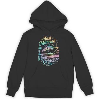 Cute Just Married Honeymoon Cruise 2025 Newlyweds Couples Hoodie - Monsterry