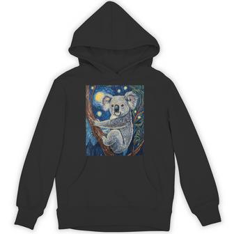 Cute Koala Bear Van Gogh Style Starry Night Graphic Hoodie - Monsterry