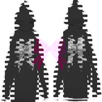 Cute Pink Bow Coquette Aesthetic Bow Print Bow Hoodie - Thegiftio