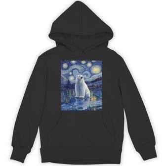 Cute Polar Bear Van Gogh Style Starry Night Hoodie - Monsterry