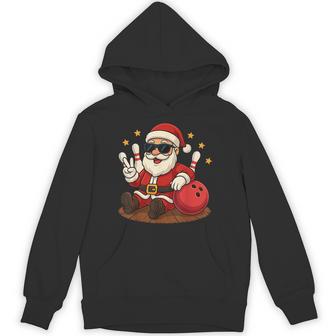 Cute Santa Claus With Sunglasses Playing Bowling Christmas Hoodie | Seseable UK