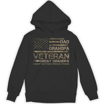 Dad Grandpa Veteran Great Grandpa Father's Day Usa Flag Hoodie - Monsterry