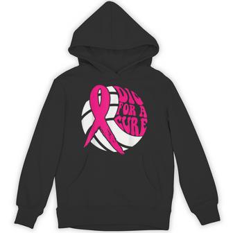 Dig For Cure Ribbon Volleyball Breast Cancer Awareness Pink Hoodie - Seseable