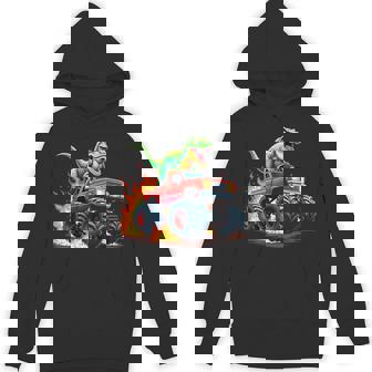 Dinosaur Monster Truck Boys Toddler Birthday Monster Trucks Hoodie - Monsterry