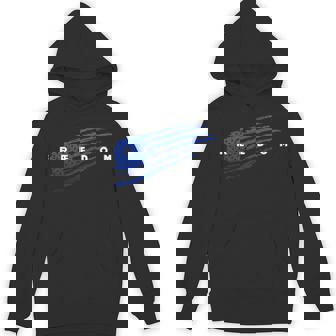 Distressed American Flag In Blue Patriotic Pride Freedom Hoodie - Monsterry