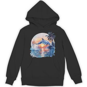 Dolphin Sunset Ocean Sea Dolphin Sea Ocean Animal Lover Hoodie - Thegiftio UK