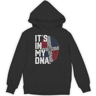 Dominican Republic Roots Flag Fingerprint Graphic Patriotic Hoodie - Thegiftio UK