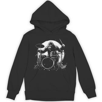 Drummer Bigfoot Plays Drums Sasquatch Drumming Hoodie - Thegiftio UK