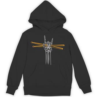 Drummer Drum Sticks Drumming Skeleton Hand Hoodie - Thegiftio UK