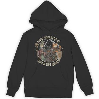 Easily Distracted By Cats Side Quests Gamer Vintage Hoodie - Thegiftio UK