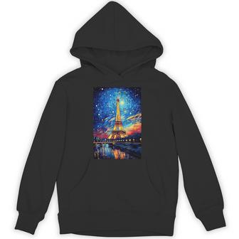 Eiffel Tower Paris France Van Gogh Style Starry Night Hoodie - Thegiftio UK