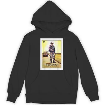 El Soldado Card Mexican Lottery Card Hoodie - Thegiftio UK