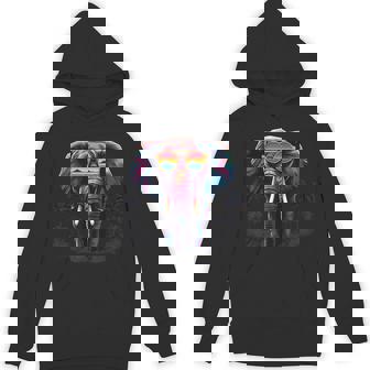 Elephant Sunglasses Artwork Portrait Beach Safari Animal Art Unisex Hoodie | Mazezy