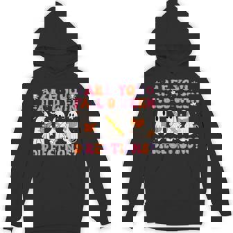 Are You Fall O Ween Directions Teacher Halloween Ghost Hoodie - Monsterry