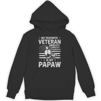 My Favorite Veteran Is My Papaw Veterans Day Usa Flag Hoodie - Thegiftio UK