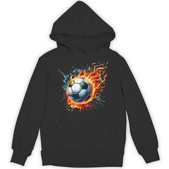 Flaming Soccer Ball On Fire Colorful Splash Sports Lover Fan Hoodie - Thegiftio UK