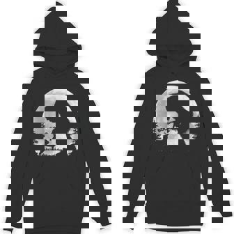 Fun Hand Boop Nose Bigfoot Sasquatch French Bulldog Moon Hoodie - Seseable