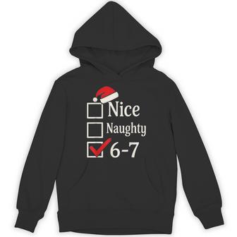 6-7 Meme Nice Naughty 67 Christmas Brain Rot Hoodie - Thegiftio UK