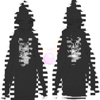 Cat With Glasses Blowing Bubble Gum Hoodie | Mazezy