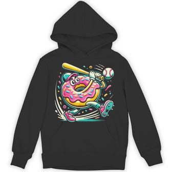 Donut Playing Baseball Food Champ Sports Donut Hoodie - Thegiftio UK