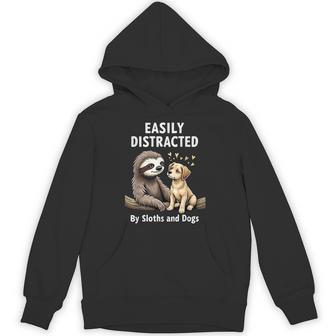 Easily Distracted By Sloths And Dogs Hoodie - Thegiftio UK