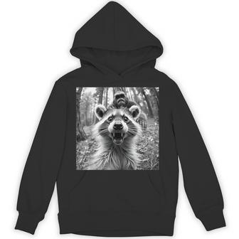 Raccoon Selfie W Bigfoot Raccoon-Sasquatch Graphic Hoodie - Thegiftio UK
