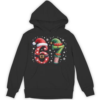Six Seven 6 7 Meme Christmas Humor Santa Elf Number Hoodie - Thegiftio UK