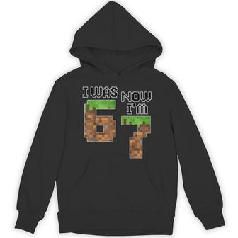 Six Seven I Was 6 Now I'm 7 7Th Birthday Game Pixel Hoodie - Thegiftio UK