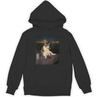 Smoking Cat Cigarette Kitty Gen Z Meme Cat Lovers Hoodie | Seseable UK