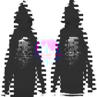 Futuristic Avant Garde Vaporwave Skyline Unisex Hoodie | Mazezy