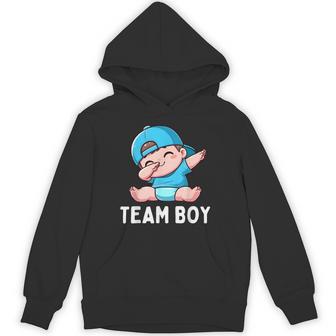 Gender Reveal Party Day Team Boy Dabbing Baby Blue Teams Hoodie - Thegiftio UK