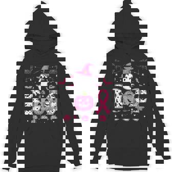 Ghost Witch Hat Pink Ribbon Breast Cancer Halloween Hoodie - Monsterry