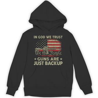 In God We Trust Guns Are Just Backup On Back Hoodie - Thegiftio