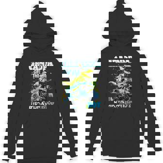 Grandpa Of The Birthday Boy Monster Truck Dinosaur Party Hoodie - Monsterry