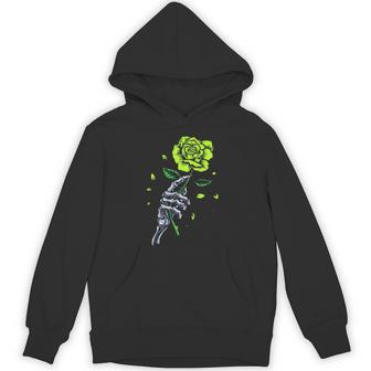 Green Skeletal Last Rose Green Color Graphic Hoodie - Thegiftio UK