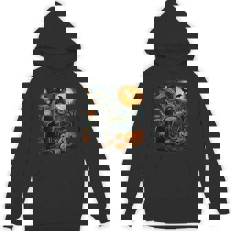 Halloween Black Cat Van Gogh Starry Night Cat Lovers Cat Hoodie | Seseable CA