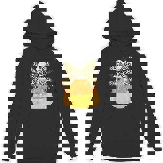 Halloween Candy Corn Leopard Coquette Bow Spooky Season Hoodie | Mazezy