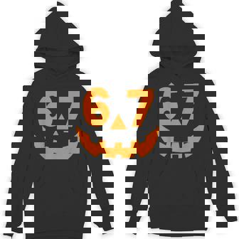 Halloween Six Seven 6 7 Meme Jack O Lantern 6-7 Pumpkin Face Hoodie | Mazezy