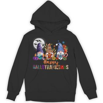 Halloween Thanksgiving Christmas Happy Hallothanksmas Gnome Hoodie - Thegiftio UK
