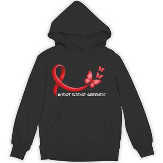 Heart Health Heart Disease Awareness Chd Red Ribbon Support Hoodie - Thegiftio UK