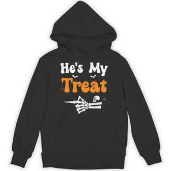 He's My Treat Skeleton Couples Matching Halloween Couple Hoodie - Thegiftio UK