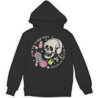 Now I'm Down Bad Crying At The Gym Skeleton Workout Gymer Hoodie - Thegiftio UK