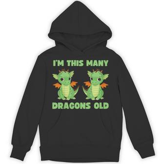 I'm This Many Dragons Old 2Nd Birthday 2 Years Old Bday Hoodie - Thegiftio UK