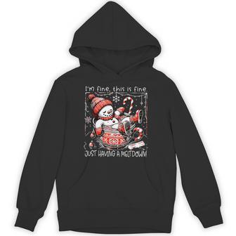 I'm Fine This Is Fine Just Having Meltdown Snowman Christmas Hoodie - Thegiftio UK