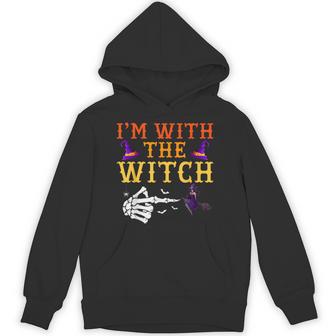 I'm With The Witch Couple Costume Halloween Hoodie - Monsterry