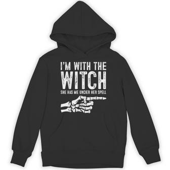 I'm With The Witch Halloween Couple Costume Party Hoodie - Monsterry