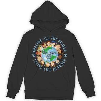 Imagine All The People Living Life Peace Earth Day 2024 Men Hoodie - Thegiftio UK