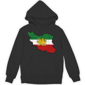 Iran Map Lion And Sun Persian Pahlavi Flag Hoodie | Mazezy
