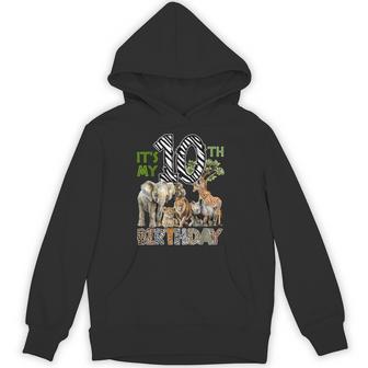 It’S My 10Th Birthday Boy Safari Jungle 10 Years Old Zoo Hoodie - Thegiftio UK